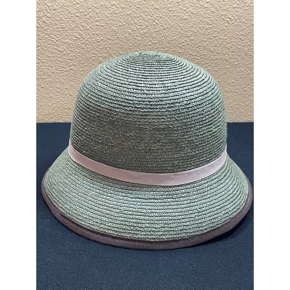 Goorin Bros Women's Bucket Straw Hat Size Small Green With Tan Trim - Picture 1 of 7